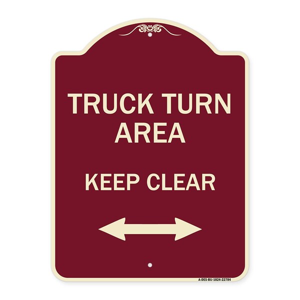 Truck Turn Area Keep Clear W/ Bidirectional Arrow Heavy-Gauge Alum Sign, 24" x 18", BU-1824-22784
